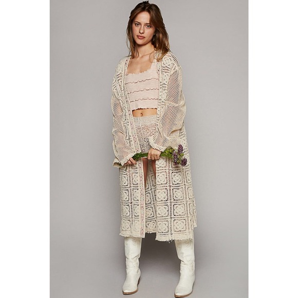 Long Crochet Cardigan Sweater - Picture 1 of 3